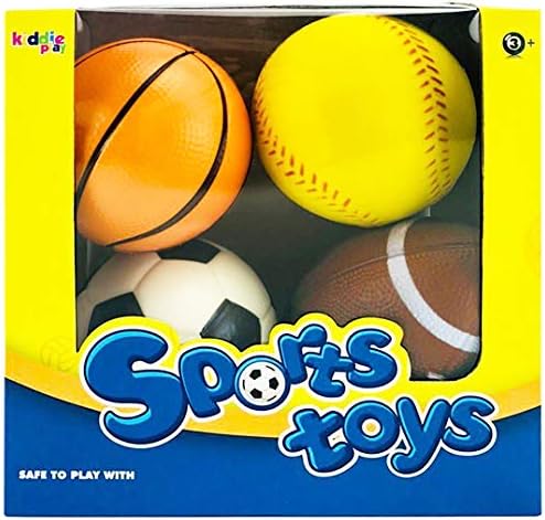Kiddie Oyun Seti 4 Topları Yürümeye Başlayan Çocuklar için 1-3 Yıl 4 Yumuşak futbol Topu, Beyzbol, Basketbol, ve 6 Futbol Çocuklar