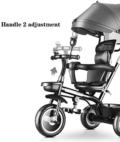 Çocuk Üç Tekerlekli Bisiklet Bebek Arabası Arabası ile Çıkarılabilir Korkuluk 4 in 1 ile Tente ile Yönlendirilebilir itme Çubuğu