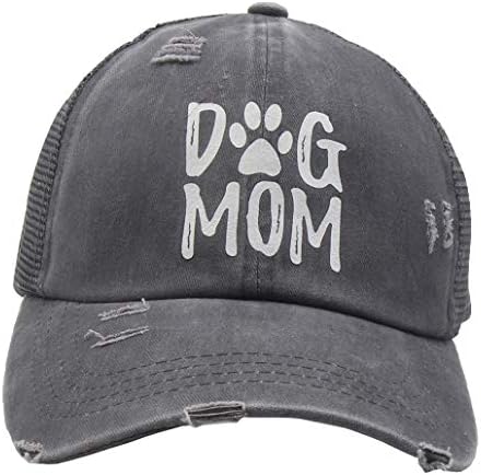 OASCUVER kadın Köpek Anne Şapka At Kuyruğu Ayarlanabilir Vintage Yıkanmış Sıkıntılı Denim Beyzbol Baba Kap