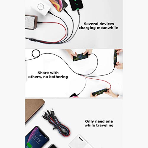 AICase 4 in 1 Naylon Örgü Şarj Edilebilir USB Kablosu, Cep Telefonları ve Tabletler Çeşitli Modelleri ile Uyumlu
