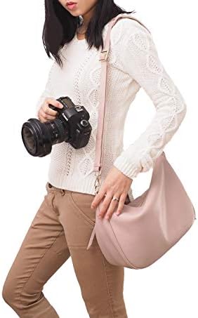 Kadınlar için DSLR Kamera Çantası, Seyahat için Şık Hakiki Deri Omuz Kamera Çantası, Crossbody Hobo Kamera Taşıma Çantası Canon