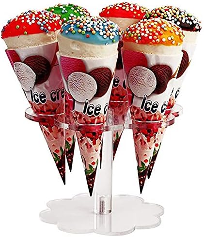 esowemsn Dondurma Koni Tutucu 6 Delik Şeffaf Akrilik Dondurma Görüntüleme Standı Cupcake Şeker Raf Gıda Ekran Standı için Parti