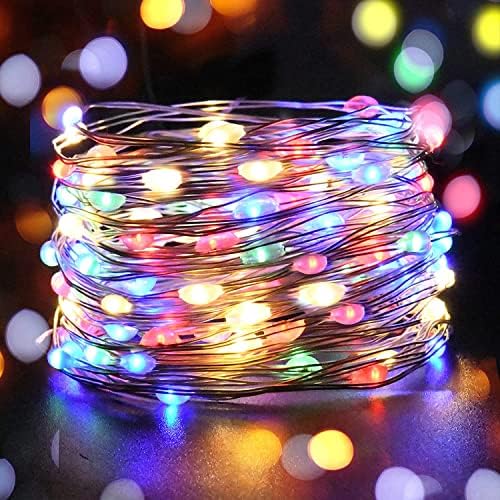 Renkli pil kumandalı peri Noel dize ışıklar, 16.4 Ft 50 LED Dim peri ışıklar kapalı açık ev Diwali cadılar bayramı dekorasyon
