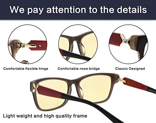 Mavi ışık filtresi Bilgisayar / Okuma gözlükleri Asetat Çerçeveleri Amber Renkli Lens Kadınlar için