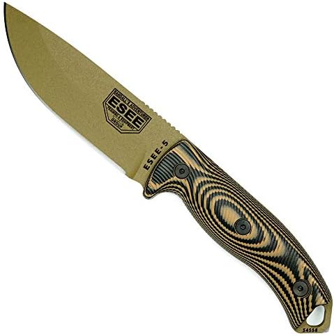 ESEE-5 Sabit Bıçak Bıçağı, 3D Konturlu Sap, 1095 Karbon Çeliği, Ambidextrous Kydex Kılıf, ABD'de Üretilmiştir