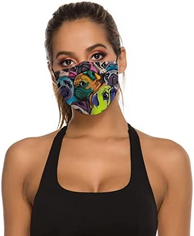 Yüz maskeleri renkli Pug köpekler yeniden kullanılabilir toz geçirmez yüz maskesi yetişkin erkekler kadınlar için 1 ADET