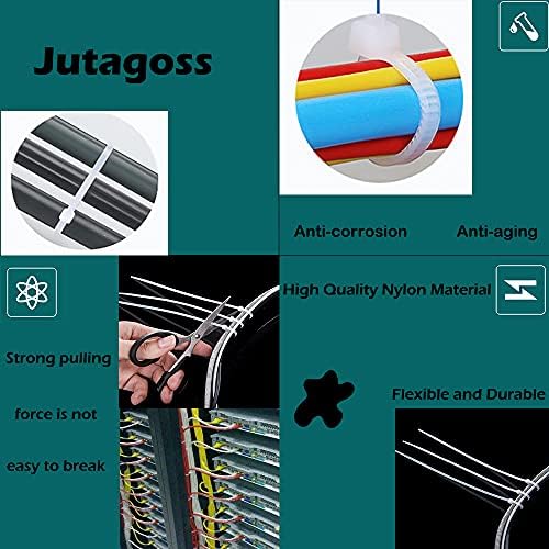 Jutagoss 100 ADET Zip bağları Plastik kablo Bağı 8 İnç Naylon Kablo Tel Bağları Kendinden Kilitleme Kravat Sarar A4x200 Beyaz