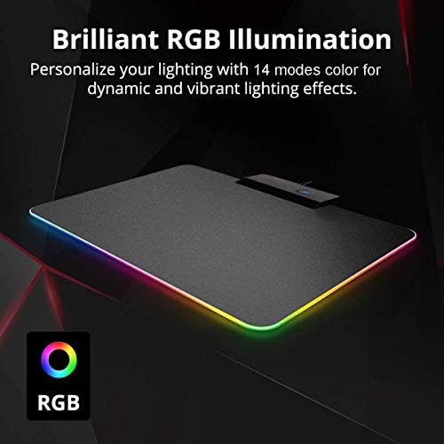 RGB Oyun Mouse Pad / 7 LED Renk / 14 Aydınlatma Modu / Gökkuşağı Etkileri / Kaymaz ve Su-Direnç Bez Yüzey | Masa mat/Aydınlık