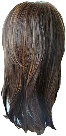 Andongnywell Kadınlar Sentetik Saç Uzun Düz Peruk Doğal Kahverengi Dantel ön Peruk Saç Boyası Tam Peruk Patlama İle