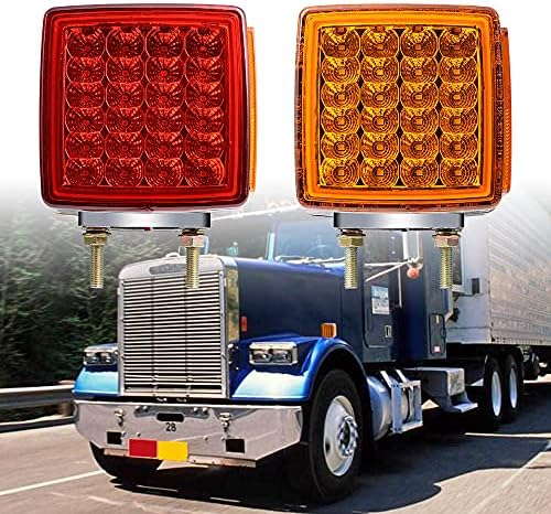 2X Kamyon römork çamurluk kaide sinyal ışık Kare çift Yüz Amber kırmızı LED Dönüş ışaretleyici ıle Uyumlu Traktör yarı römork