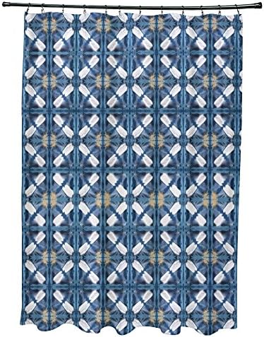 E by design Plaj Karosu Geometrik Baskı Duş Perdesi, 71 x 74, Mavi