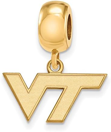 Virginia Tech Boncuk Charm Ekstra Küçük (3/8 İnç) Dangle (Altın Kaplama)