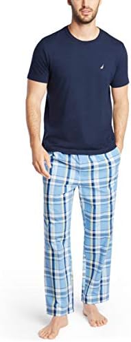 Nautica erkek Yumuşak Dokuma %100 Pamuk Elastik Kemer Uyku Pijama Pantolon