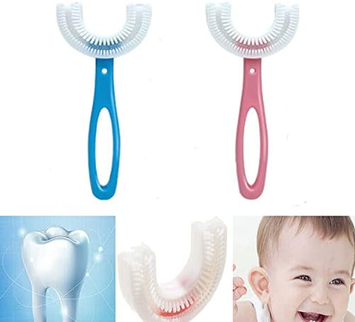 2 Adet Bebek Diş Fırçası, U-Şekilli Diş Fırçası Çocuklar için, Gıda Sınıfı Yumuşak Silikon Fırça Kafası 360°Oral Diş Temizleme