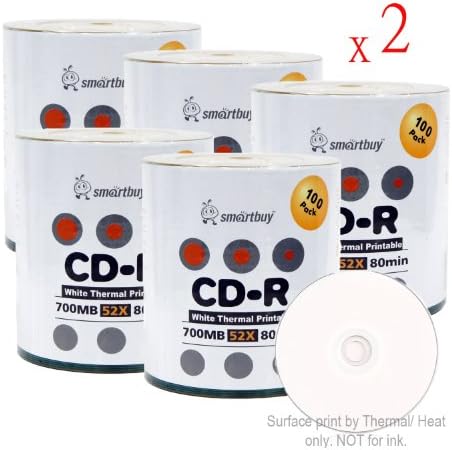 Smart Buy CD-R 1000 Paket 700mb 52x Termal Yazdırılabilir Beyaz Boş Kaydedilebilir Diskler, 1000 Disk, 1000pk