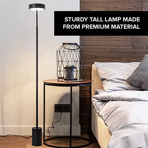 12 Vmonster Minimalist Modern zemin lambası-siyah lamba gölge ile led ışık-8-inç boyunda köşe ayakta lamba-endüstriyel ev dekor-yemek