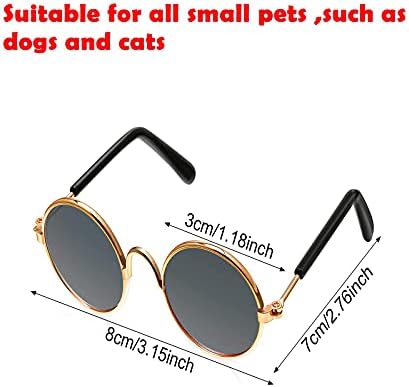 Wefash Sevimli Küçük kedi Köpek Güneş Gözlüğü için Göz giyim Fotoğraf Sahne, Köpek kedi Aksesuarları Cosplay Gözlük, 3 Parça