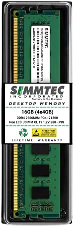 Simmtec RAM 4 GB DDR4 2666 MHz DIMM PC4-21300 UDIMM Olmayan ECC 1.2 V CL19 288-Pin Masaüstü Bilgisayar RAM Bellek Yükseltme Modülü