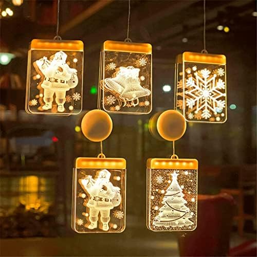 MYSGYH YANGPİNG-5Pcs / Set noel dekorasyon ışıkları LED çan kar tanesi ışık dize 3D akrilik asılı ev pencere duvar lambası (Renk
