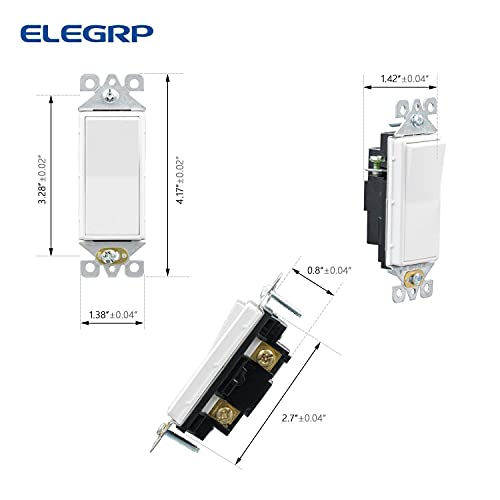 1-Gang Vidasız Mat Beyaz Duvar Plakalı ELEGRP Tek Kutuplu Dekoratif ışık Anahtarı (10 Paket)