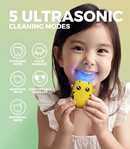 Elektrikli Diş Fırçası Çocuklar, Çocuk Diş Fırçası Elektrikli, 5 Ultrasonik Temizleme Modu ile Çocuk Elektrikli Diş Fırçaları,