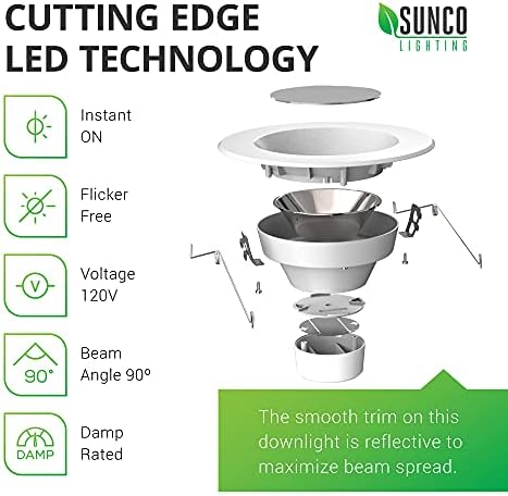 Sunco Aydınlatma 16 Paket 5/6 İnç LED Can ışıkları Güçlendirme Gömme Aydınlatma, Pürüzsüz Döşeme, Kısılabilir, 5000K Gün Işığı,