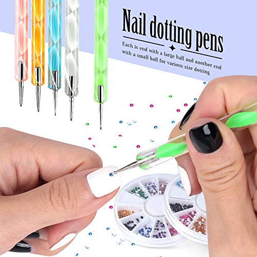 Nail Art Fırçalar, Teenitor 3D Nail Art Paiting Lehçe Tasarım Kiti ile 15 Tırnak Jel Fırçalar, tırnak Süsleyen Kalem 5 adet,