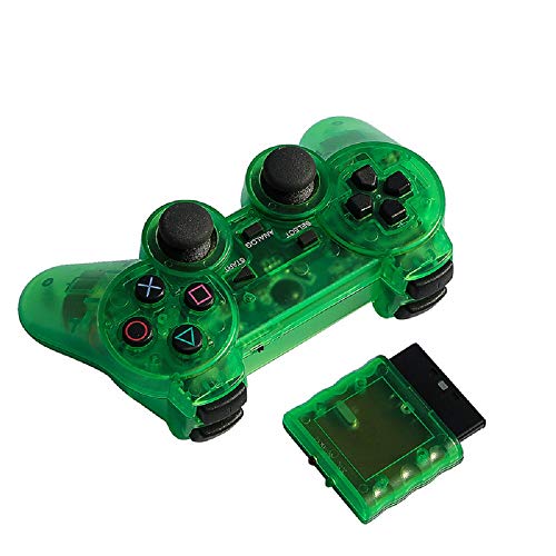 Cotchear Kablosuz Gamepad için PS2 Denetleyicisi için Playstation 1 2 Konsolu Joystick Çift Titreşim Şok Joypad Kablosuz Controle-Yeşil