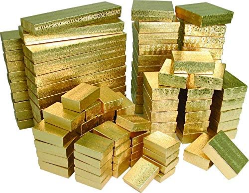 888 Ekran-Paketi 20 Kutuları 2 1/8 x 1 5/8 x 3/4 GoldFoil Pamuk Dolgulu Mücevher Kutuları