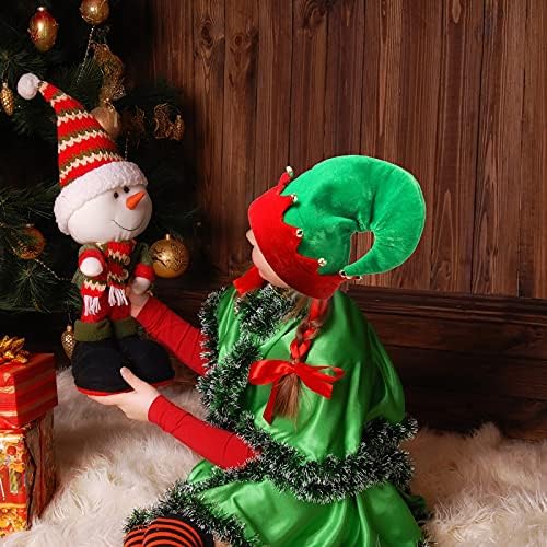 4 Parça Noel Elf Şapka Yeşil ve Kırmızı Santa Şapka Bells ile Noel Şapka Noel Elf Kostüm Aksesuarları Gençler Yetişkinler için