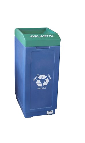 Forte Products 8002479 Plastik Grafikli Üstü Açık Plastik Geri Dönüşüm Kutusu, 14,5 L, 36 H, 21,5 W, Mavi ve Yeşil