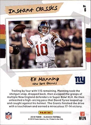 2018 Klasikleri Futbol Anlık Klasikleri 6 Eli Manning New York Giants Panini NFL Kartı