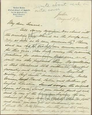 William H. Taft, ABD Başkanı, İmzalı İmza Mektubu, COA