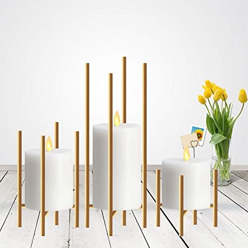 smtyle Altın Mumluklar 3 Set Şamdan Pillar LED Mumlar için Ideal 4 Hatları ile Demir