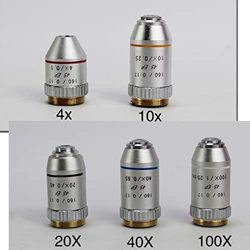 SDLSH Smikroskop Aksesuarları Yetişkinler için 4X 10X 40X100X160 / 0.17 Biyolojik Mikroskop için Akromatik Objektif Lens Mikroskop