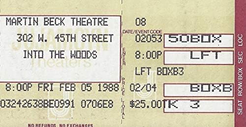 Stephen Sondheim ORMANA Bernadette Peters/Chip Zien / Joanna Gleason 1988 Broadway Bilet Saplaması