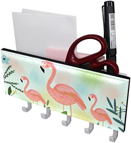 Anahtar Tutucu için Duvar Dekoratif ile 5 Anahtar Kanca, Flamingolar Sahipleri Duvar Montaj Organizatör ile Posta Anahtar Raf,