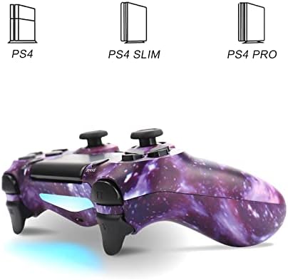 Kablosuz PS4 Denetleyicisi, Çift Titreşim ve Şarj Kablosu ile Playstation 4 için Oyun Denetleyicisi (Mor Galaksi)