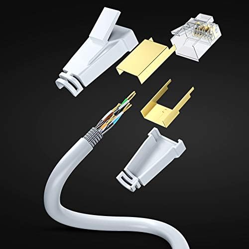 Cat8 Ethernet Kablosu - 3FT - 2 Paket - Beyaz - Altın Kaplamalı RJ45-40Gbps-2000Mhz Yüksek Hızlı Çift Korumalı UTP, Yama ve Ağ