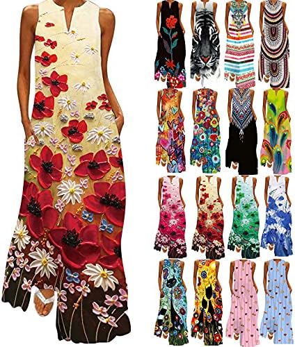 Plaj Tatil Polyester Bohemia Yaz için JUNLİN Kadın Kolsuz Straplez Maxi Elbiseler