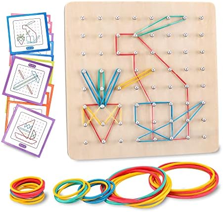 Mikabili Montessori Ahşap Geoboard Matematiksel Manipülatif Malzeme Dizi Blok, zeka Grafik Eğitici KÖK Oyuncaklar Çocuklar için-8x8