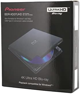 Pioneer Elektronik BDR-XD07UHD 6x Ince Taşınabilir USB 3.0 BD/DVD / CD Yazıcı Destekler 4 K Ultra HD Blu-Ray, BDXL & M-Disk Formatı,