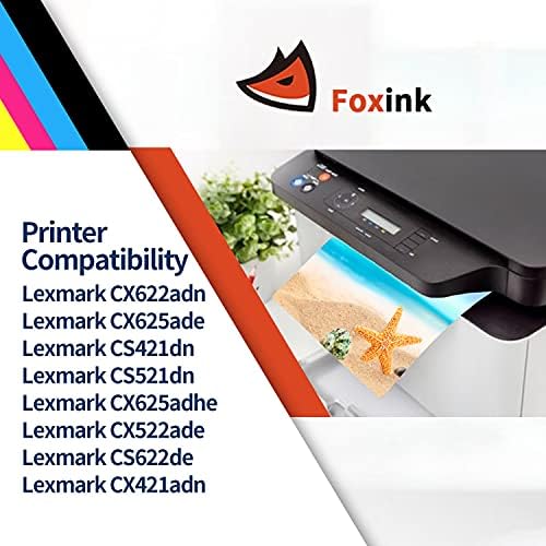 FOXINK Lexmark Toner Kartuşu için Yeniden Üretilmiş CS421dn CX421adn CX522ade CS521dn CS622de CX622ade CX622de CX625ade CX625adhe