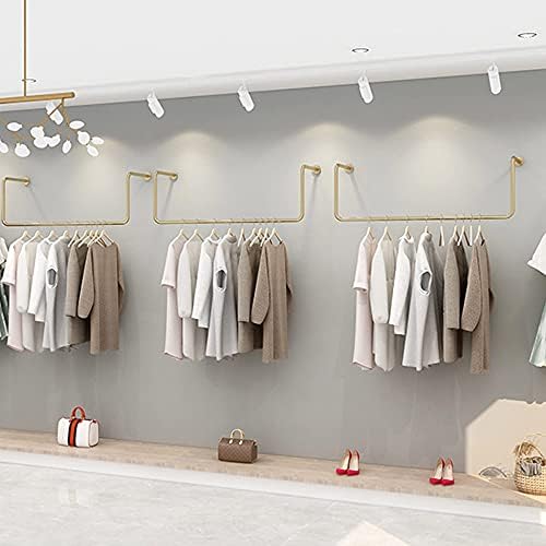 WENH Duvara Monte Elbise Askısı, Asılı Metal Kurutma Rafı, Portmanto,Endüstriyel Çıkarılabilir Giyim Vitrini,Altın, 100×40×30Cm