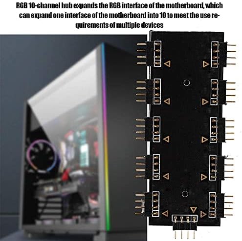 ASHATA Bilgisayar Fanı RGB Hub, Bilgisayar 10 Kanallı RGB Hub, PC MOD Anakart RGB Fan Uzatma Kablosu, RGB LED Splitter Hub,PC