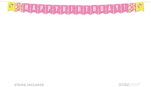 Andaz Basın Doğum Günü Asılı Flama Parti Afiş ile Dize, Mutlu Yıllar!, Pembe Flamingo ve Ananas Partisi, 1'li Paket, Yakl. 7-Feet,