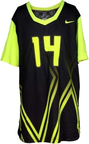 Oregon Ducks Bayan Lakros Takımı-2010- Sezonları Arasında Kullanılan 14 Numaralı Siyah ve Neon Yeşili Forma-Beden XL-Kolej