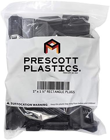 Prescott Plastics 1 x 1.5 İnç Dikdörtgen Plastik Fiş Ekleme (10 Paket), Metal Boru için Siyah Uç Kapağı, Çit, Boru Direği, Sandalyeler