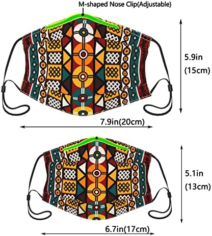 Afrika Etnik Bezi Yüz Maskesi İle 2 Adet Filtreler, Kullanımlık Ve Yıkanabilir, Ayarlanabilir Elastik Küpe Yumuşak Ve Nefes Çocuk