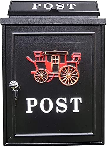 YUXO Duvar Montaj Kilitlenebilir Posta Kutusu Güvenlik Lockbox Retro Su Geçirmez Açık Posta Kutusu Nostaljik Hiçbir Pas Ev Dekorasyon